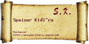 Speiser Klára névjegykártya